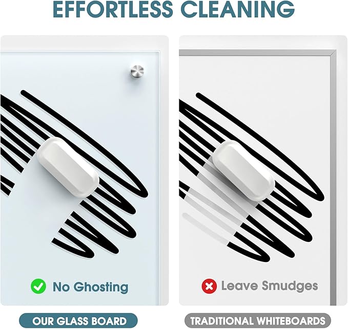 MaxGear Glass Whiteboard Wall Mounted, Frameless Magnetic Dry Erase Board - Image 2