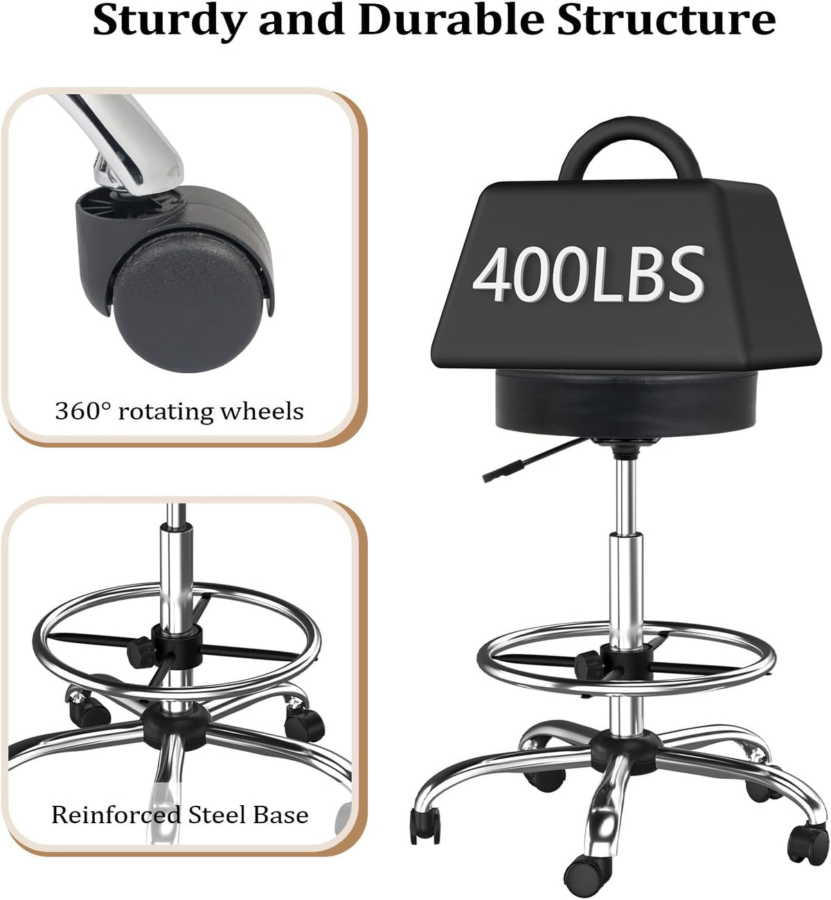 OmySalon Drafting Chair,Ergonomic Office Desk Chair with Back Support,Tall Ad...