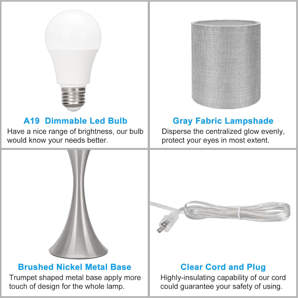 3 way touch control table lamp, dimmable bedside on a desk or shelf