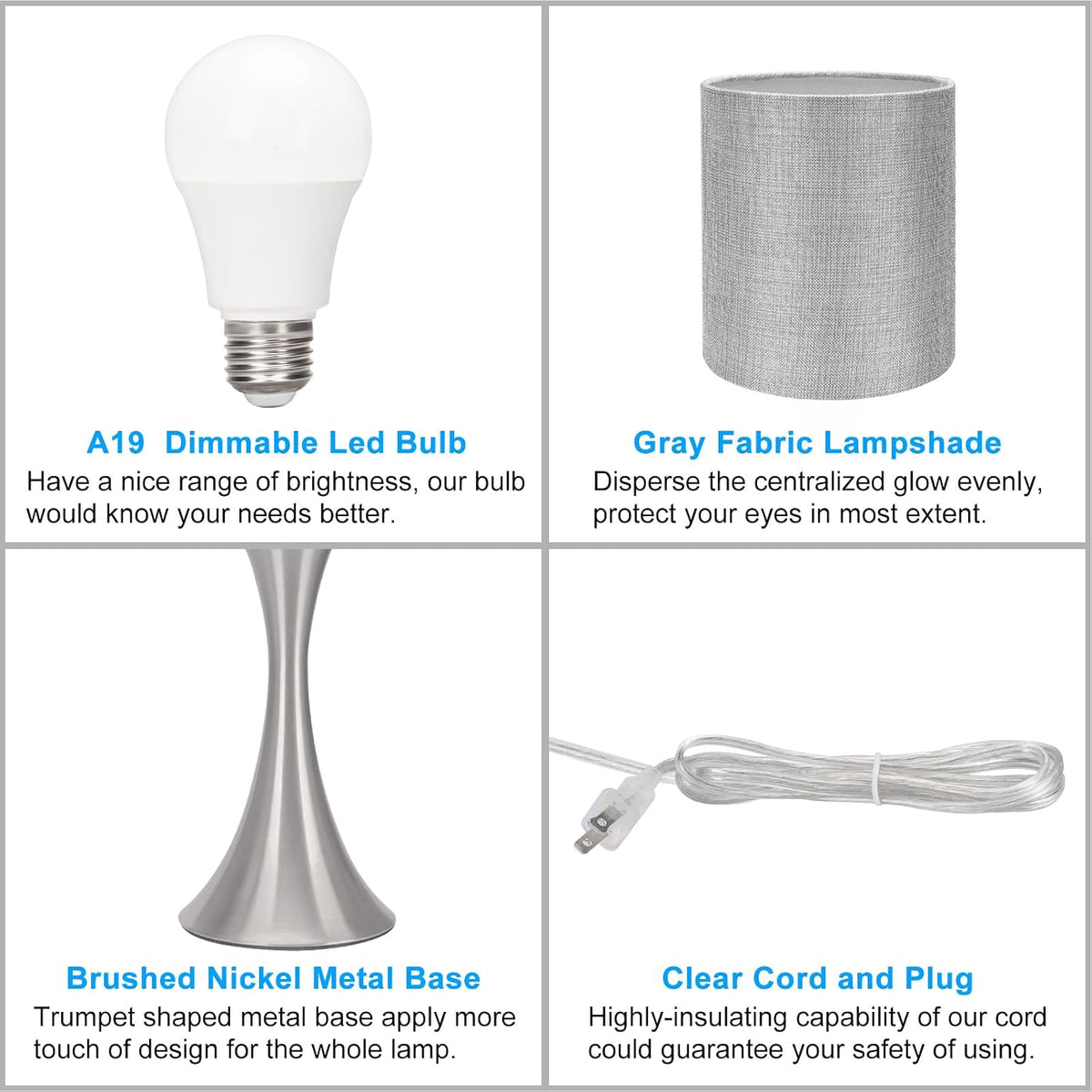 3 way touch control table lamp, dimmable bedside on a desk or shelf