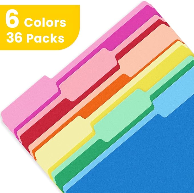 SUNEE File Folders, 36 Pack Manilla Folders 8.5 x 11, Colored File Folders Home - Image 5