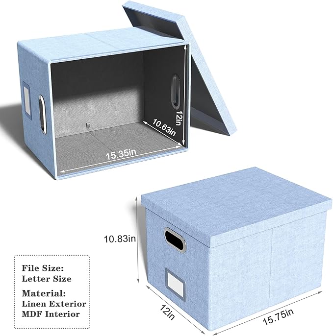 2 Pack File Storage Organizer, Filing Box, Portable File Box - Image 3