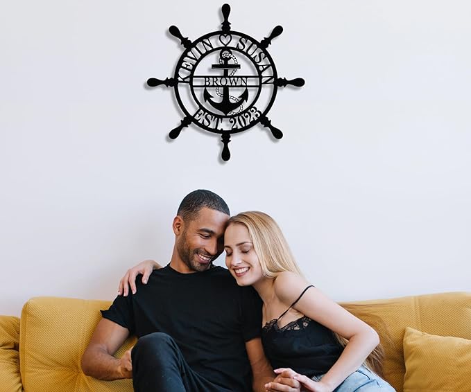 Personalized Wheel Ship Metal Sign, Custom Nautical Wall Decor, Custom Ship - Image 2
