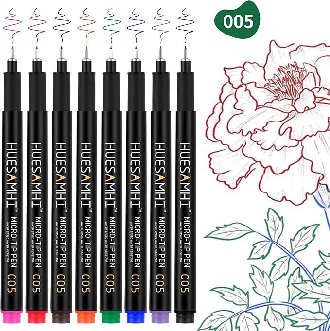 huesamhi 005 Micro Pen, 8 Colors Waterproof Ink, FineLiner Pens - Image 6
