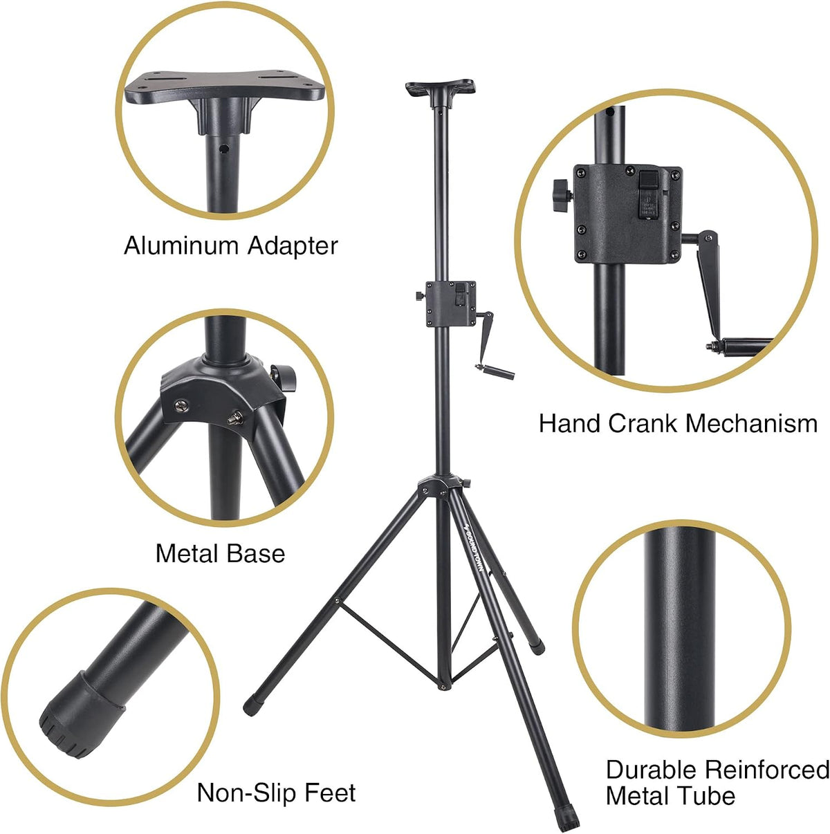Sound Town 2-Pack Crank-Up Adjustable Height Tripod Speaker Stands (48"-...
