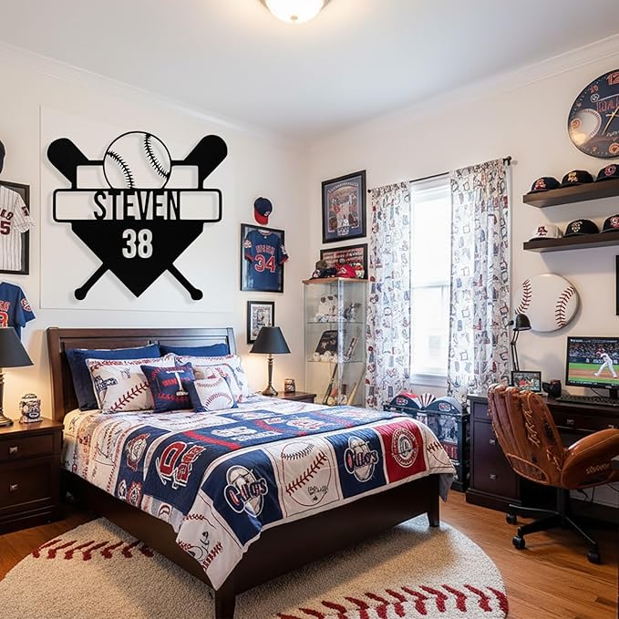 Personalized Baseball Metal Sign Custom Name & Number Sign Baseball Player Gift - Image 2
