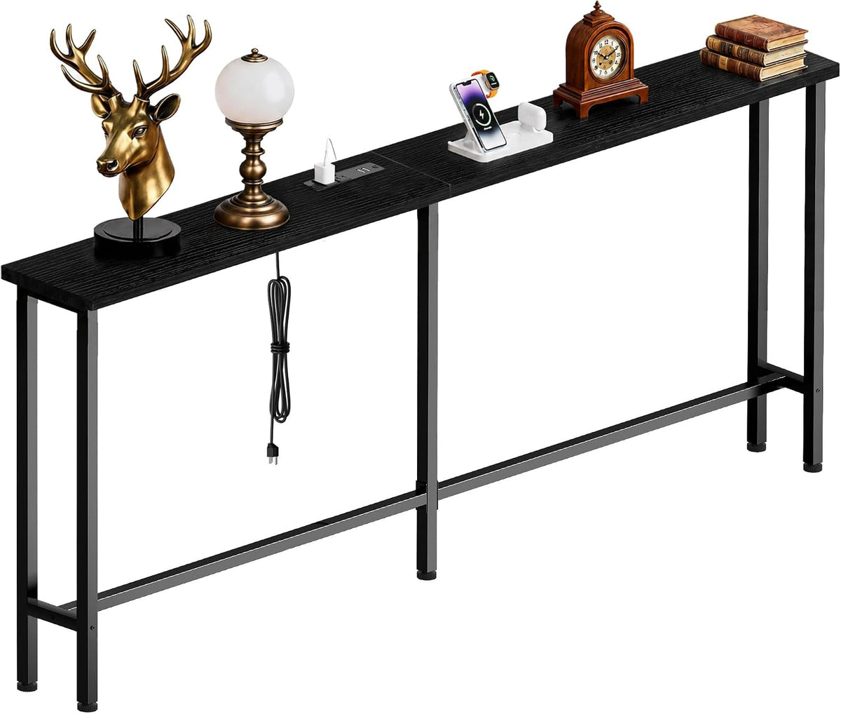 GRLEAF 90 Inch Narrow Sofa Table with Power Outlet, Extra Long Console Table ...