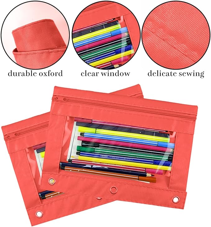 YoeeJob Pencil Pouch for 3 Ring Binder，Zipper Pencil Pouches Bulk，Pencil Case - Image 5
