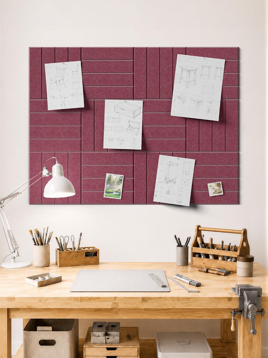 Felt Bulletin Board Tiles 48"x36", 12-Pack, Self-Adhesive Pin Board...