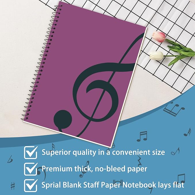 DOMMI Blank Sheet Music Composition Notebook 2 Packs, Manuscript Staff Paper - Image 5