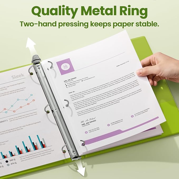 SUNEE 3 Ring Binder 1.5 Inch 1 Pack, Tender Green - Image 2
