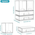 Vtopmart Clear Stackable Storage Drawers Set of 4, Plastic Organizer Bins - Image 3