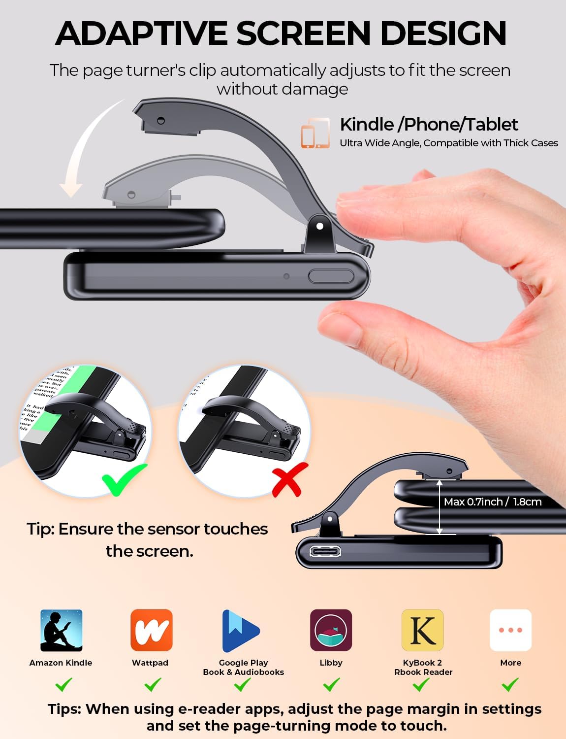 Tryone Tablet Floor Stand for Kindle Holder: E-Book Bed Mount with Page Turne...