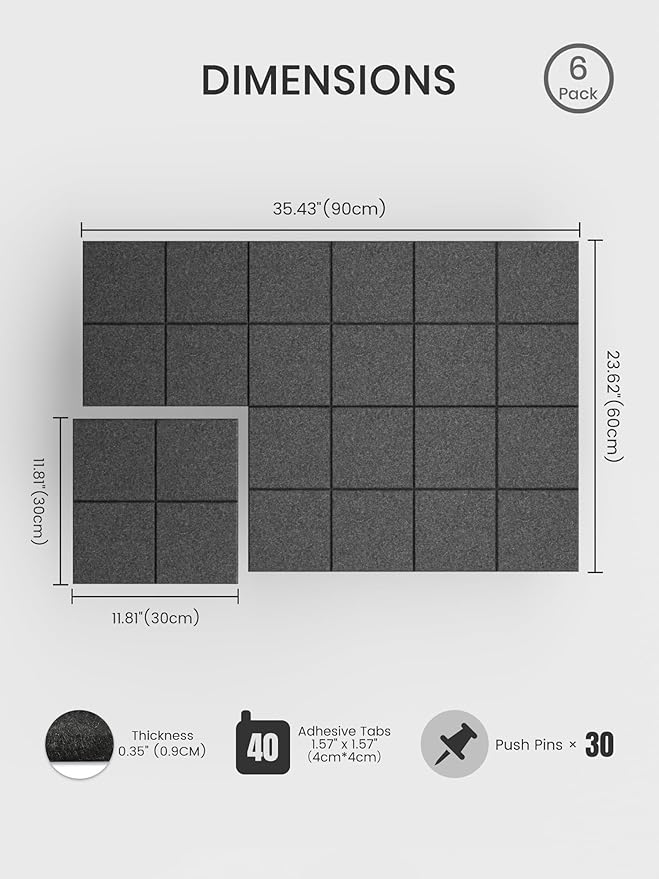 Bumusty Large Cork Board Alternative-36 x24 Felt Bulletin Board Tiles, - Image 2