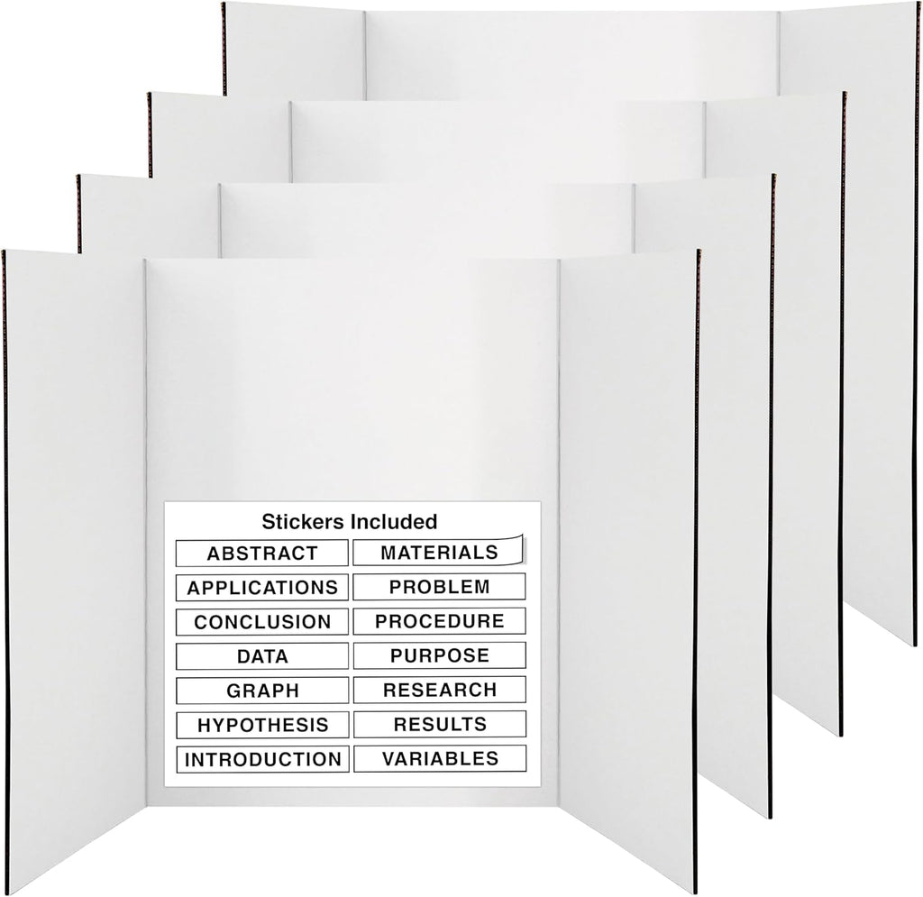 White Trifold Presentation Board 36" x 48" Self-Adhesive Science Subtitles