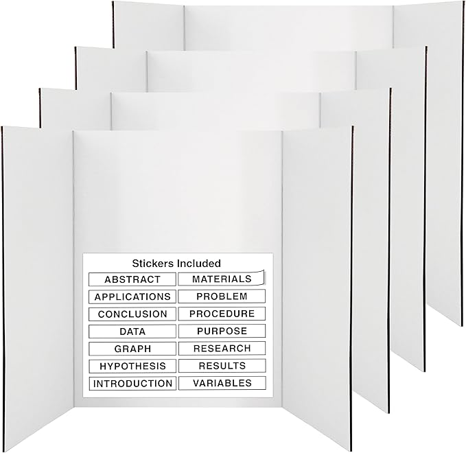 White Trifold Presentation Board 36" x 48" Self-Adhesive Science Subtitles by ENDAY