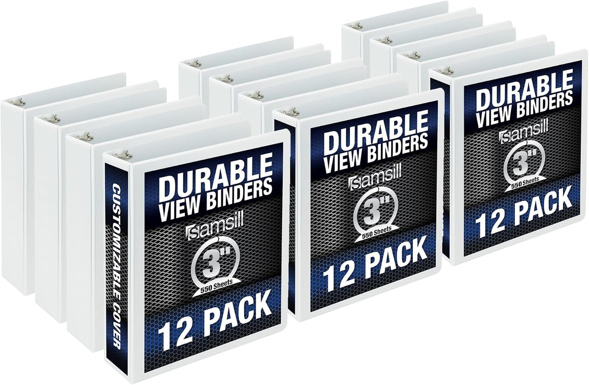 Samsill Durable 3 Inch Binder, Made in The USA, Round Ring Customizable Clear
