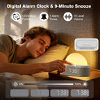 wake up light sunrise alarm clock, digital alarm, side view