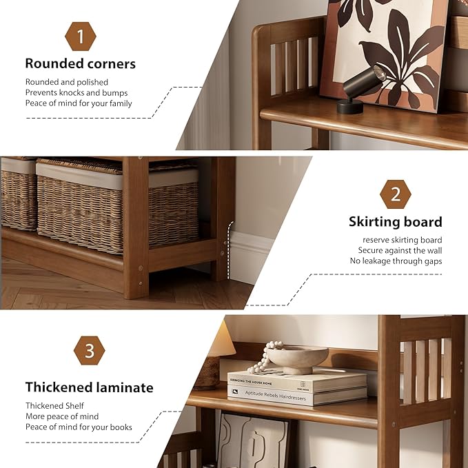 AnywaysWood 4 Tier Solid Wood Open Shelf Bookcase, Modern Wooden Display - Image 4
