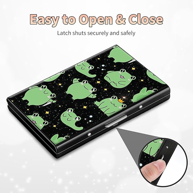 BWEGRHE Slim Credit Card Holder, Princess Frog RFID Blocking Metal Wallet - Image 6