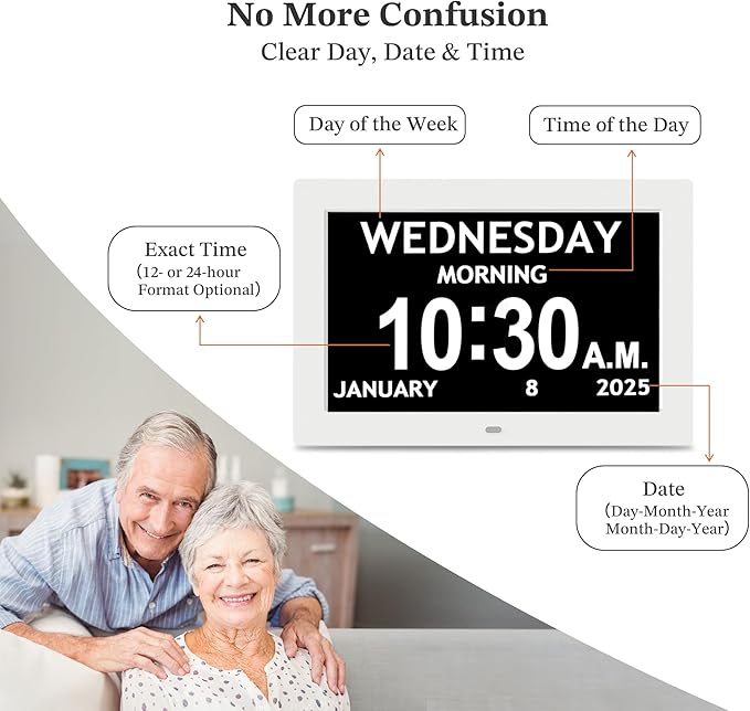 10.1'' Digital Clock, 1280*800p HD Extra Large Display, Dementia Clock - Image 7