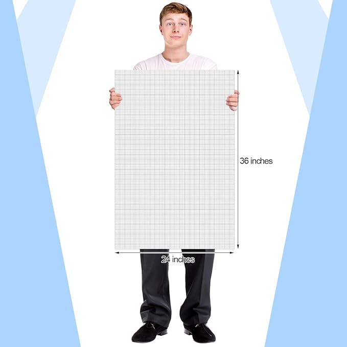 Fuyoooo 25 Sheet Graph Paper Pad 24" x 36" Large Graph 1" and 1/4" Ruled Grid - Image 2