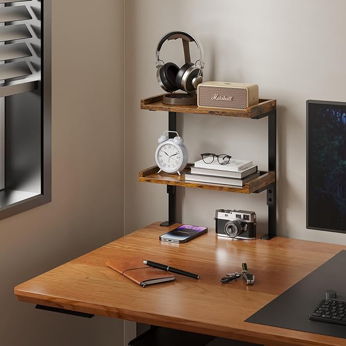 ART-GIFTREE Clamp On Desk Shelf 2-Tier, 12.5 inche Wood Shelving Unit - Image 2