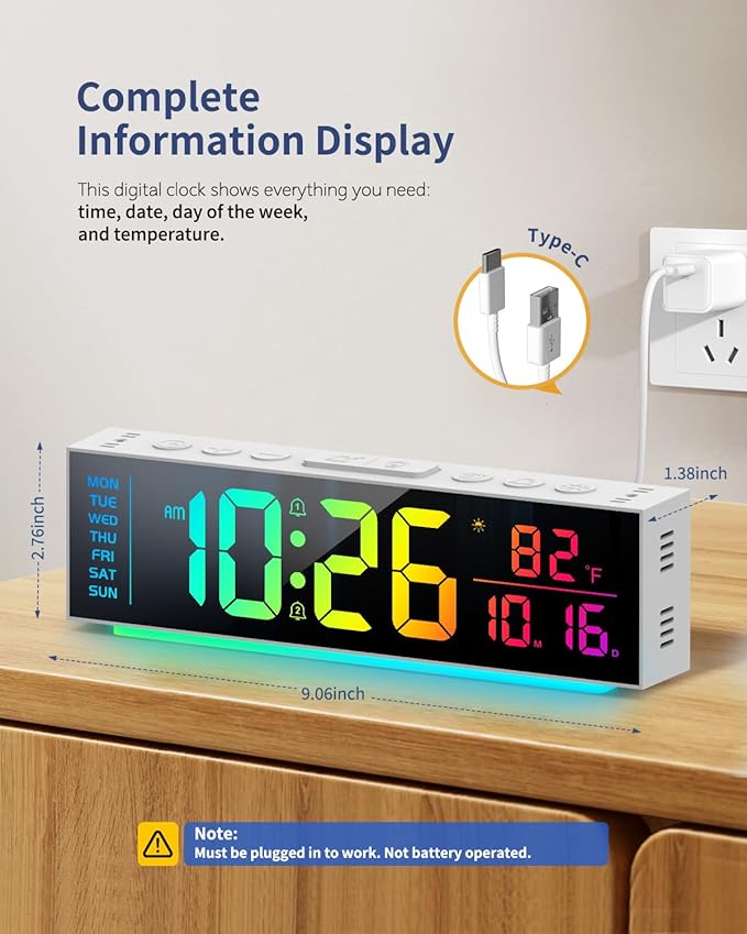 Digital Clock, Alarm Clock for Bedroom, Digital Wall Clocks for Classroom - Image 3