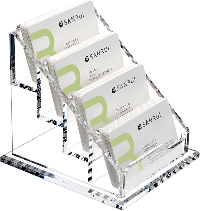 YUXUN Business Card Holder for Desk Clear Acrylic Business Cards Display Stand by Unknown