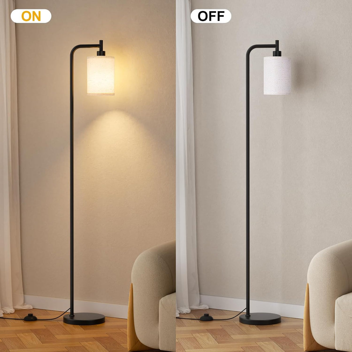 Ziisee 64" Floor Lamp with Remote Control, Dimmable Tall Standing Lamps ...