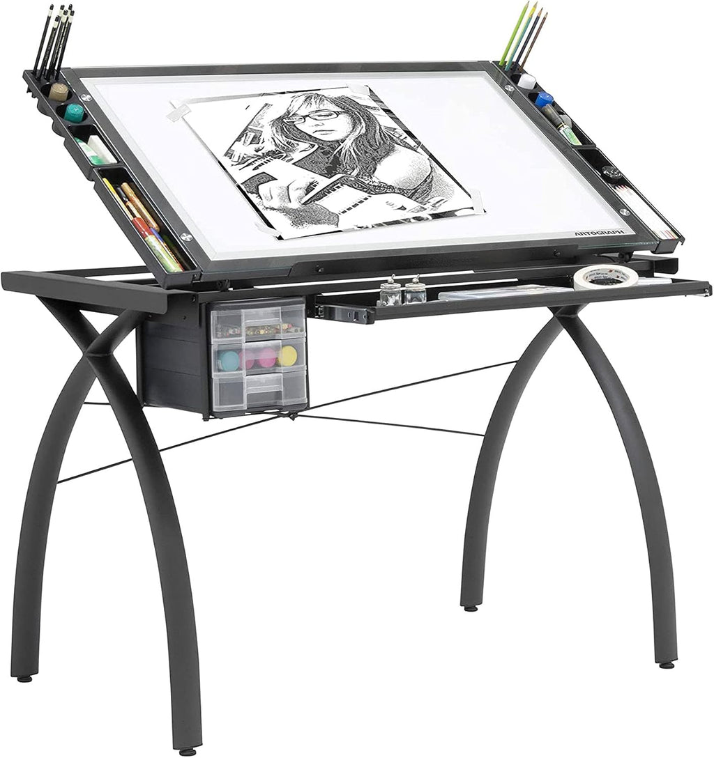 Artograph Futura Light Tracing Table for Artists with Storage and Adjustable Stand, Dimmable Night Glass Work Top