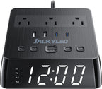 jackyled alarm clock with 4 usb chargers, power, main product view