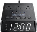jackyled alarm clock with 4 usb chargers, power, main product view