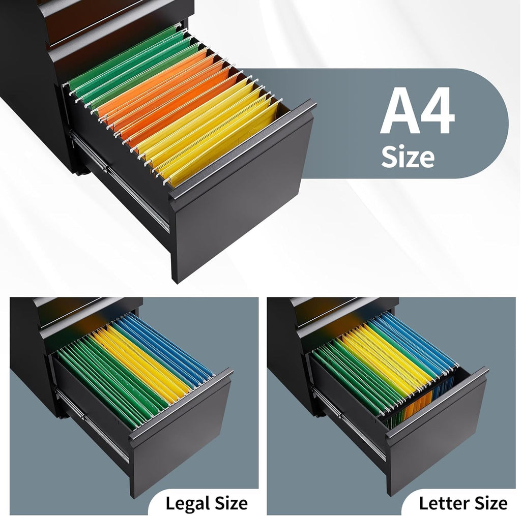 guizeeopo filing cabinets for home office, mobile file, side view