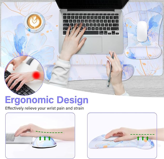 MOSISO Desk Pad Mat Keyboard Mouse Pad Set, Large Gaming Mouse Pad&Keyboard - Image 2