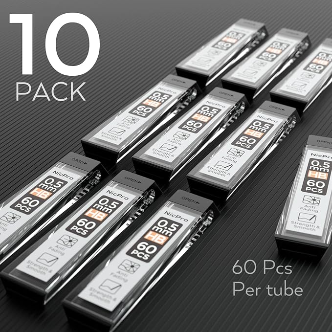 Nicpro 600 PCS Lead Refills 0.5mm HB #2 Break Resistant Mechanical Pencil - Image 6
