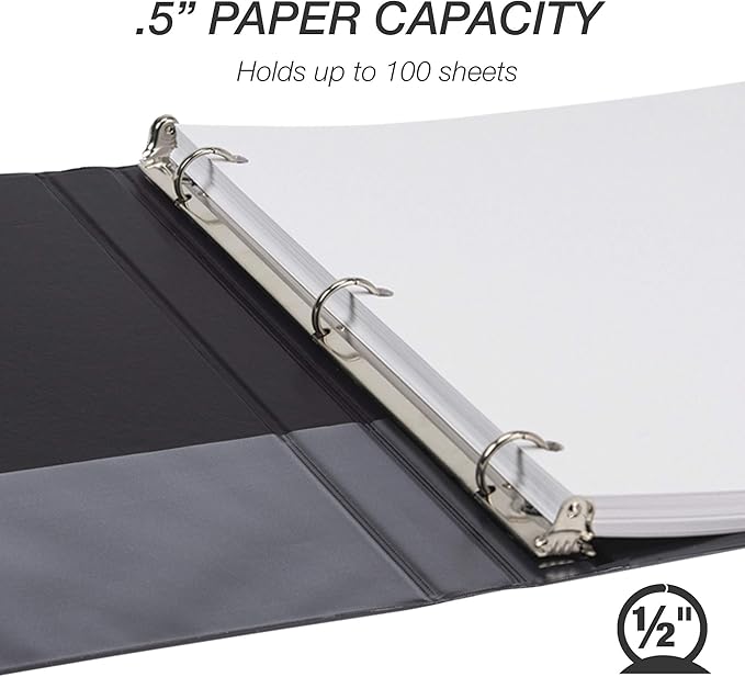 Samsill Durable .5 Inch Binder, Made in the USA, Round Ring Customizable Clear - Image 3