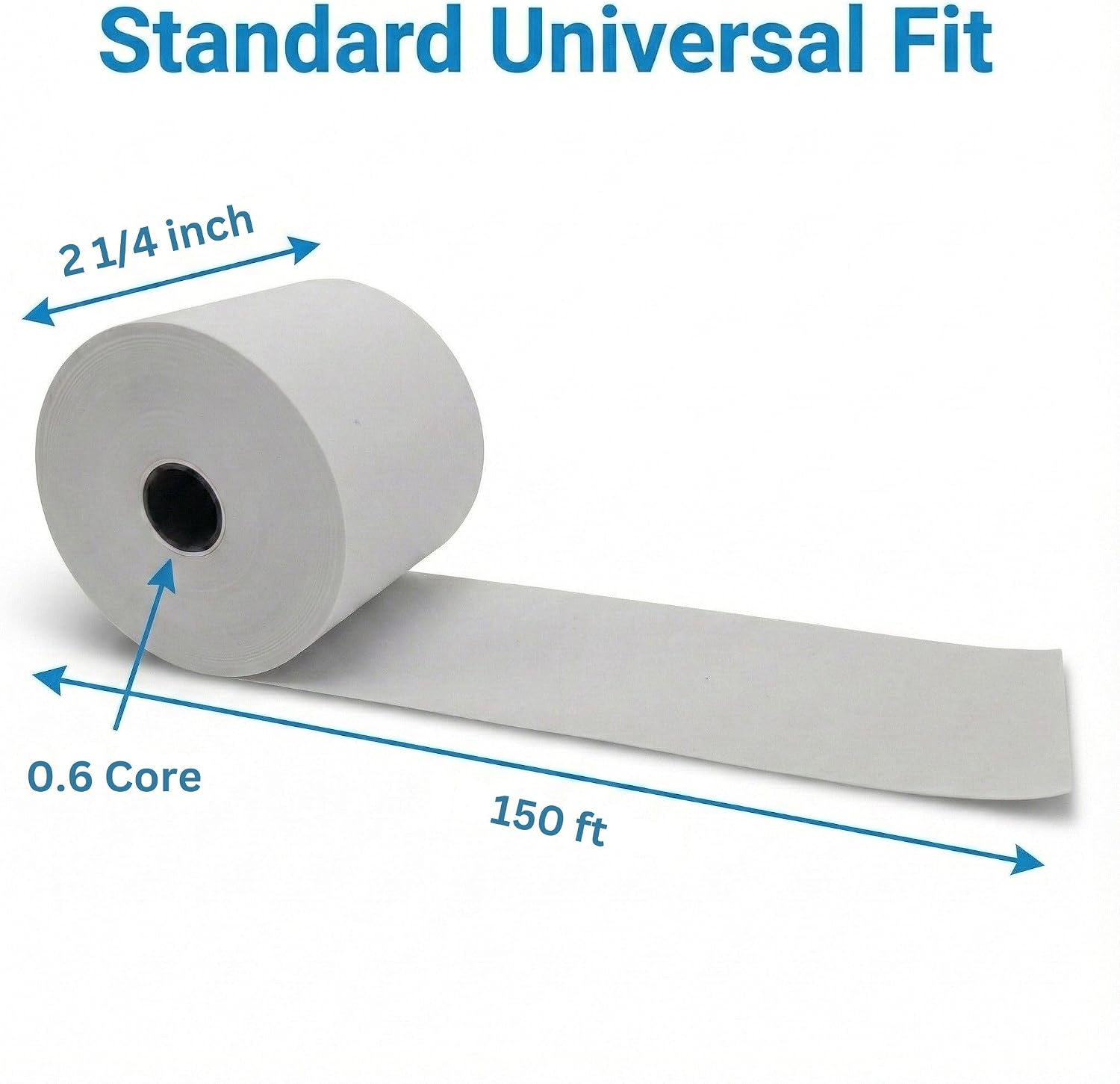 2 1/4" x 150' White Adding Machine Paper Rolls – One Ply Register/Calculator/10-Key Paper for Printing Calculators and Registers – 16 Rolls