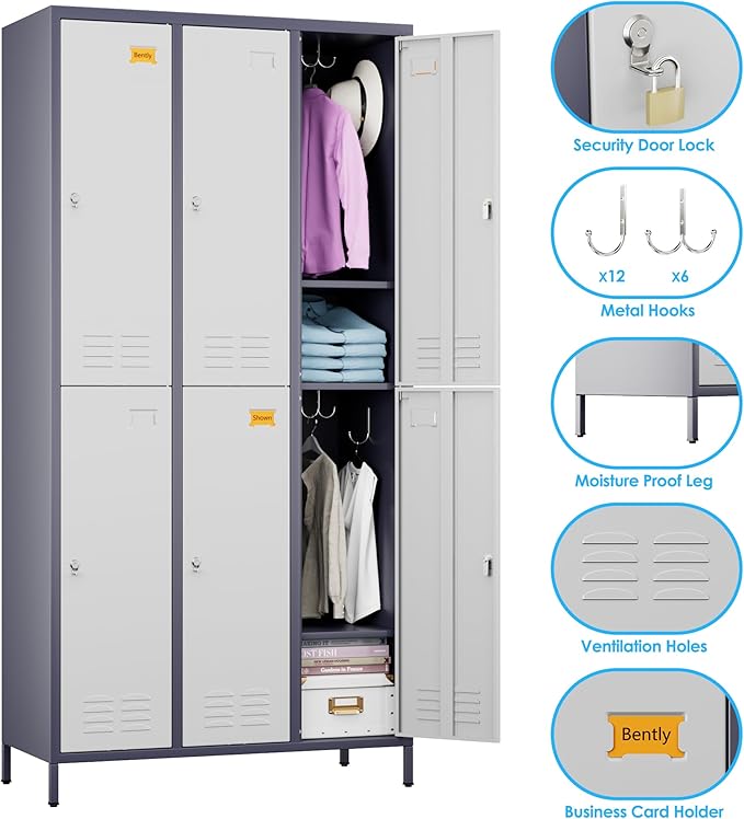 SUPEER 6 Doors Metal Locker for Employees - Image 4