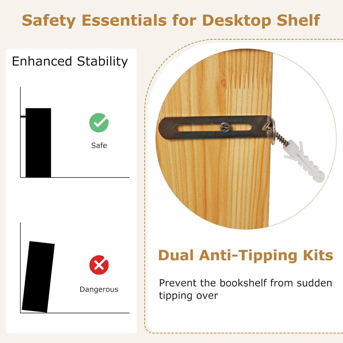 GOFLAME 4 Cubes Desktop Bookshelf, 37” Tabletop Wood Desk Shelf for Computer ...