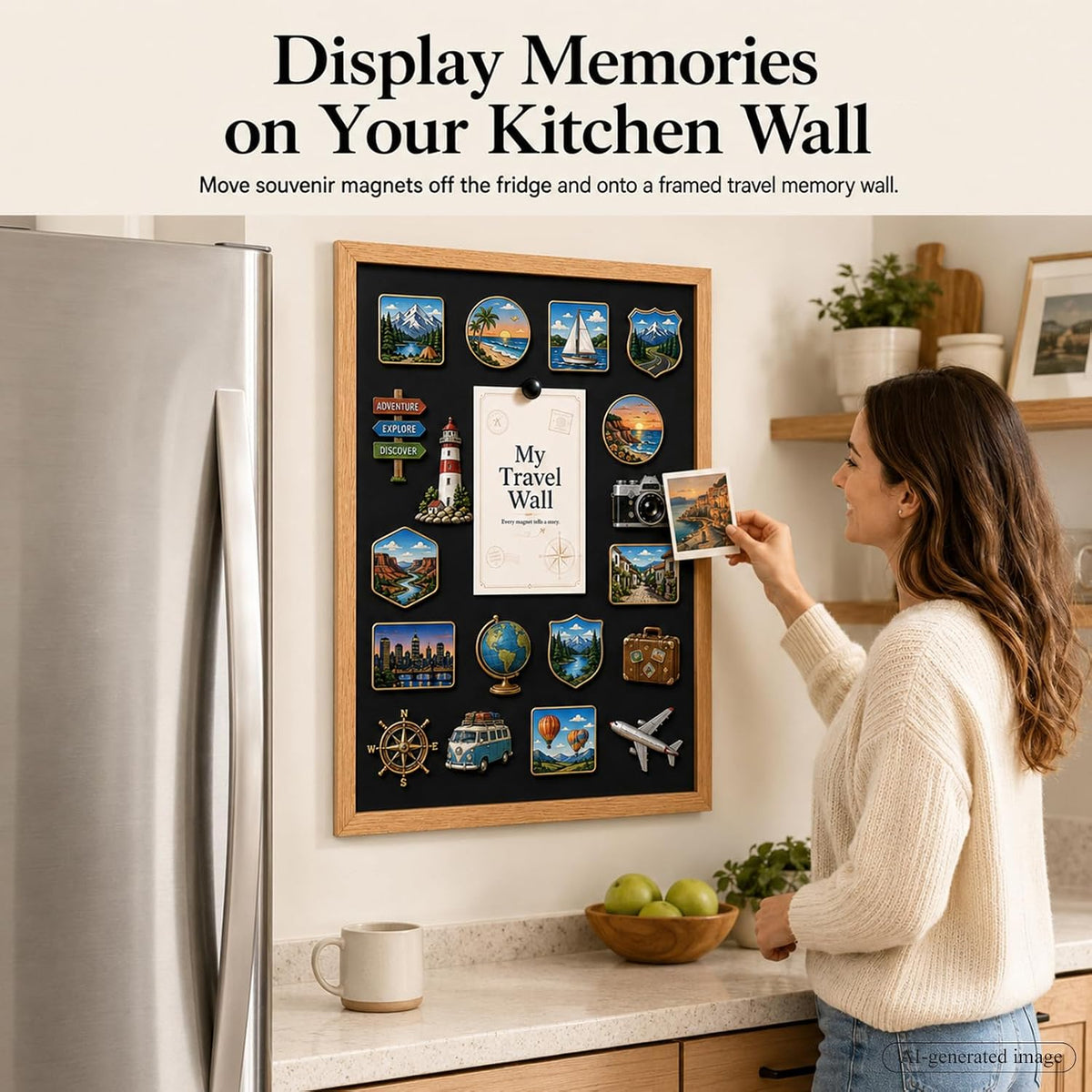Framed Travel Magnet Board: Turn 30 Magnets Into 1 Memory Wall