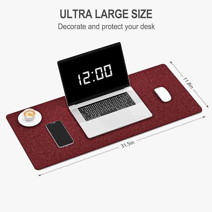 Auhoahsil Felt Desk Mat, Minimalist Large Mouse Pad XL 31.5 x 11.8 in, Desk Matt - Image 2