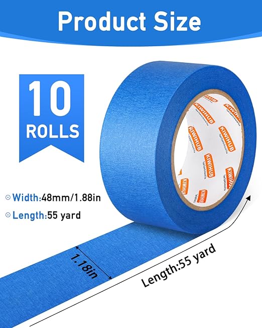 KIWIHUB 10 Rolls Painters Tape 2 inch Wide, Wall Painting, Home Improvement - Image 8