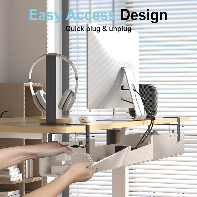 ERGO COLLECT Under Desk Cable Management Tray, No-Drill Upgraded Thickened Felt - Image 3