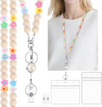 Teacher Lanyard with ID Holder Flower Cute Wooden Beaded Lanyards by BESARME