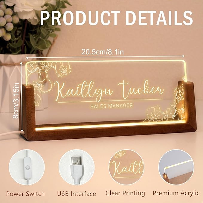 Desk Name Plate Personalized, Custom Office Light Up Name Plate - Image 5