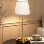 rechargeable cordless table lamp, nightstand to end table,gold,1 shown in use