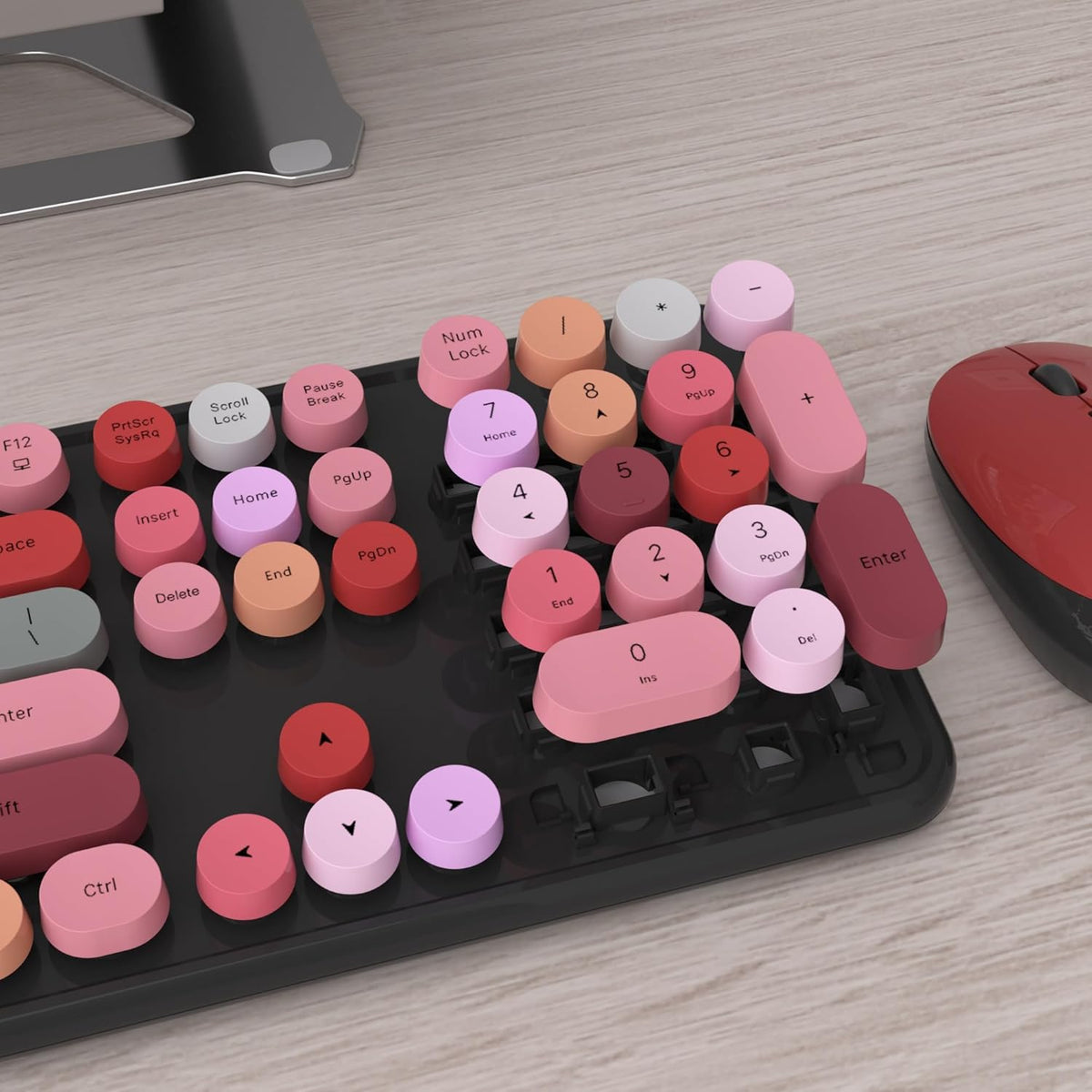 UBOTIE Colorful Wireless Keyboard and Mouse Combo (Black-Colorful)
