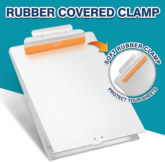 H4D Aluminum Clipboard with Storage, Metal Form Holder, Rubber Covered Clip - Image 2