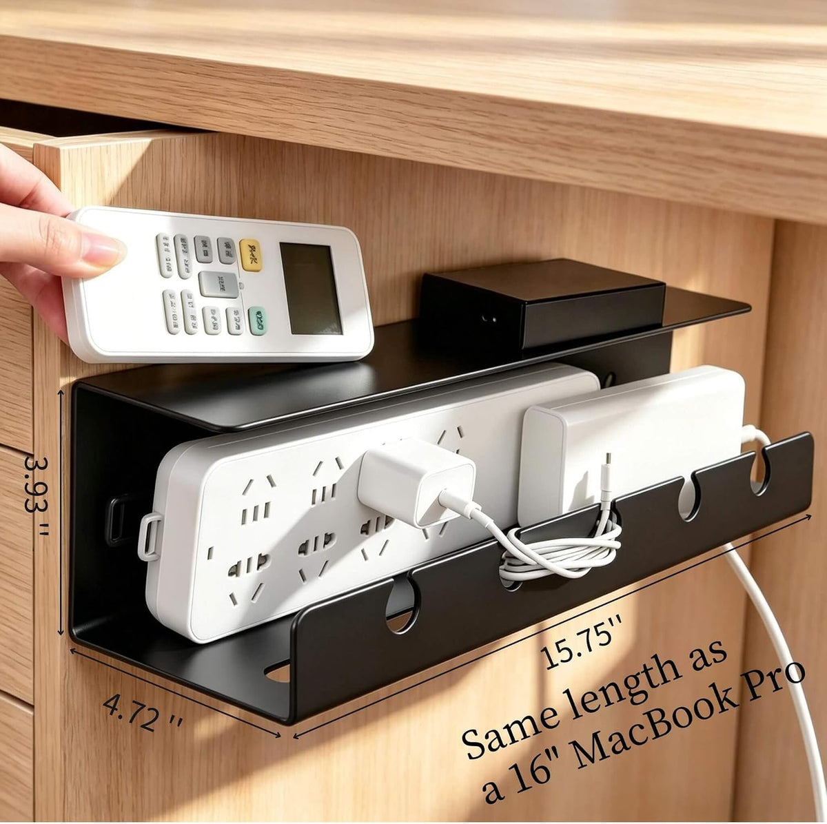 Ovanmexis Under Desk Cable Management Tray, White, No Drill, 2-Pack